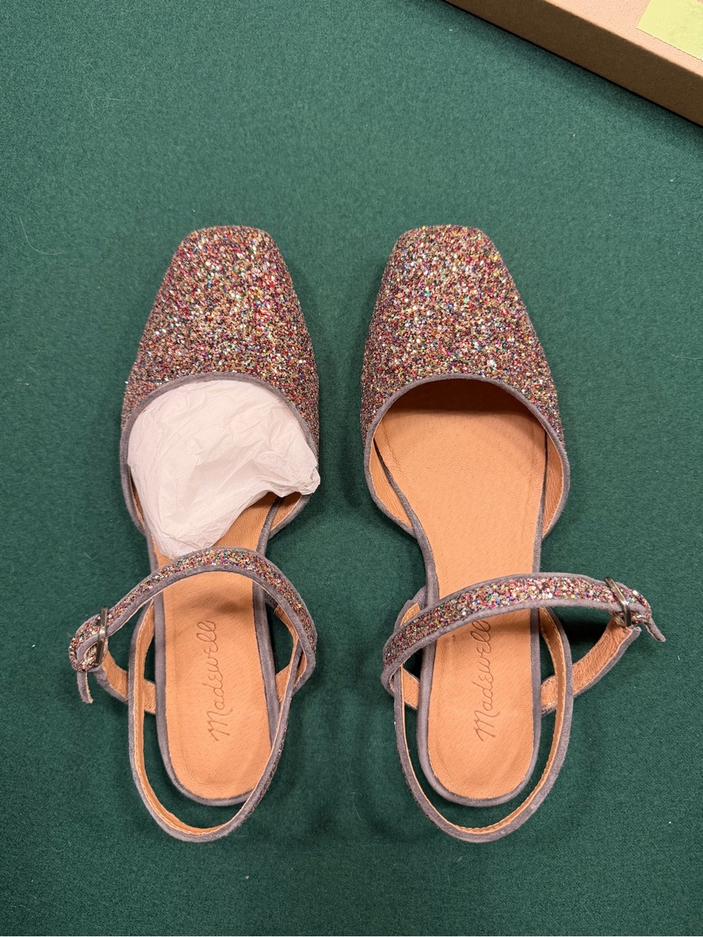 Madewell Sparkle Multi-Color Glitter Women’s D'Orsay Flats with Ankle Strap